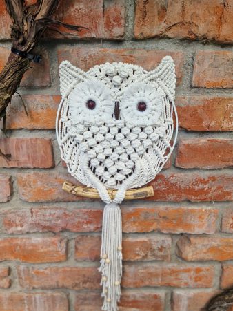 Sowa, owl, makrama, dekoracje, sowa ze sznurka, cotton cord owl, boho, styl skandynawski, handmade, dekoracje ze sznurka, naturalne dekoracje, wystroj wnętrz, aranzacja wnętrz, ze sznurka, makrama na sciane, wisząca sowa