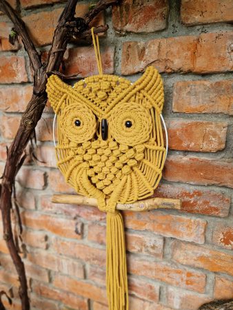 Sowa, owl, makrama, dekoracje, sowa ze sznurka, cotton cord owl, boho, styl skandynawski, handmade, dekoracje ze sznurka, naturalne dekoracje, wystroj wnętrz, aranzacja wnętrz, ze sznurka, makrama na sciane, wisząca sowa